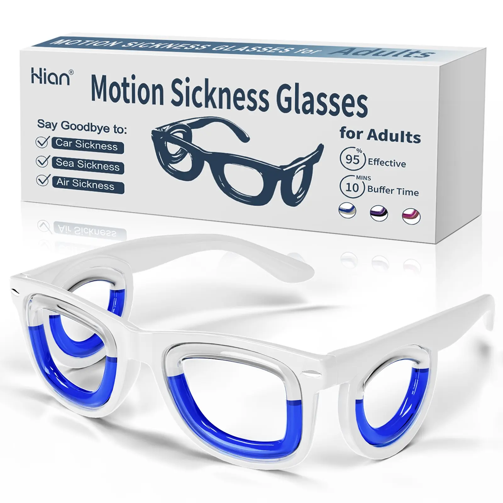 Essential Anti-Nausea Liquid Glasses, No Lens Foldable Travel Essential, Ultra-Light Vomit Relief, Lightweight Eyeglasses, Must-Have for Trips, Cruises and Air Sickness, Car Sickness Glasses