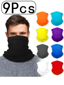 9Pcs-UV Protection Summer Breathable Neck Gaiter for Men and Women, Lightweight Dustproof Mask for Cycling and Outdoor Activities, Available in Multiple Colors