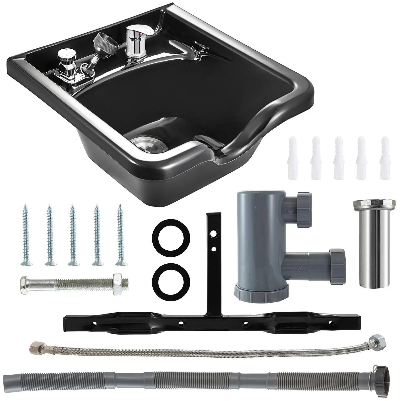 【Backtoschool】VEVOR Shampoo Basin, Black Hairdresser Sink Shampoo Bowl Sink,  ABS Plastic Salon and Spa Hair Washing Sink, Hair Backwash Basin Beauty Salon Equipment for Hair Stylists