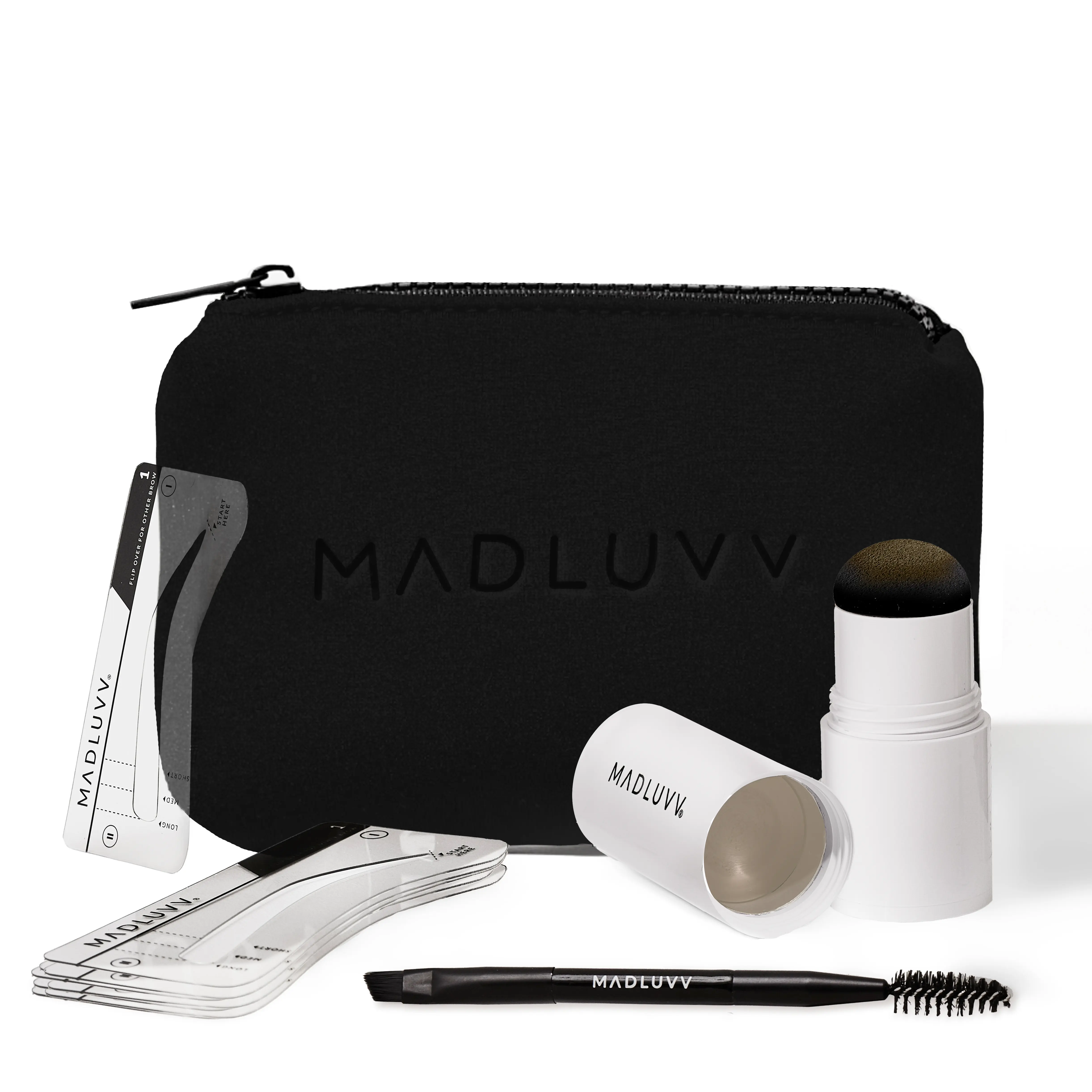MADLUVV Blonde Brow Stamp Kit - Waterproof Eyebrow Makeup Tool & 9 Stencils for Blonde, Fair, or Light Hair