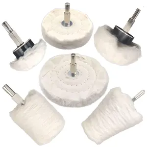 6Pcs Buffing Wheel for Drill, Buffing Pad Polishing Wheel Kits, Wheel Shaped Polishing Tool for Metal Aluminum, Stainless Steel, Chrome, Jewelry, Wood, Plastic, Ceramic, Glass, etc