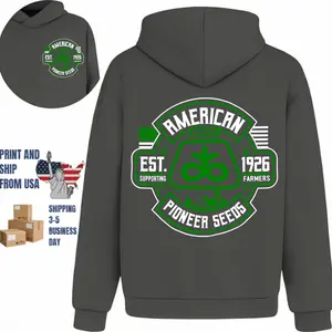 American Made Pioneer Seeds Hoodie, 2 Sides, vintage farm style, oversized hoodie for men, agricultural heritage apparel, gift for farmers and country lovers