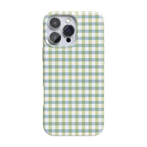 Casely iPhone 16 Pro Max Case | Pastel Picnic | Blue & Green Gingham | Compatible with MagSafe | Classic Ultra Thin Design
