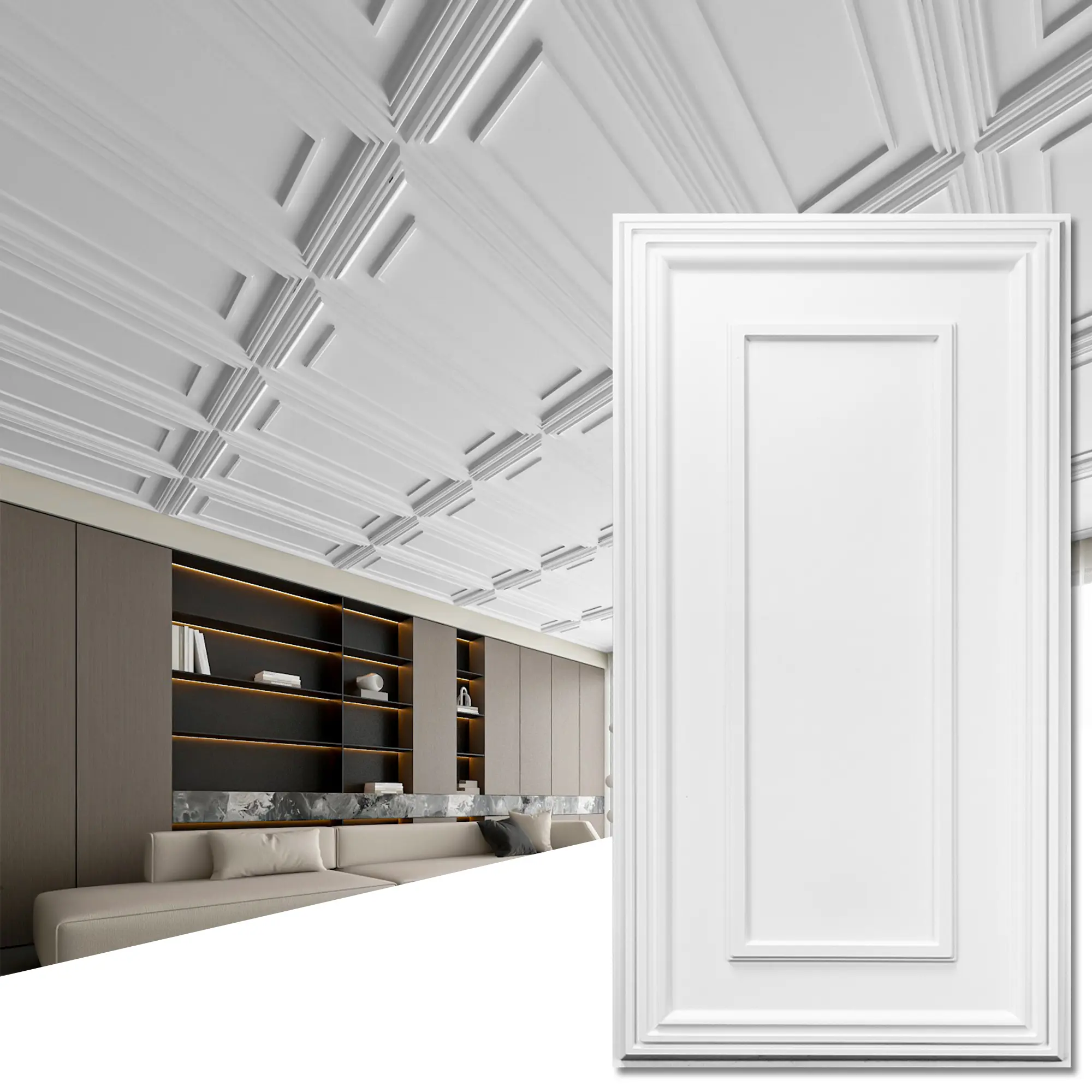 Art3d 24x48in Vinyl Drop Ceiling Tiles - Pack of 12, Decorative DIY Wall Panel for Interior Walls, Molding Board, Decorative Wall Panel