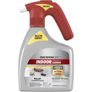 Home Defense Max Indoor Insect Barrier with Battery-Powered Sprayer, Kills Ants, Roaches, Spiders, Fleas and Ticks, 1.5 L.