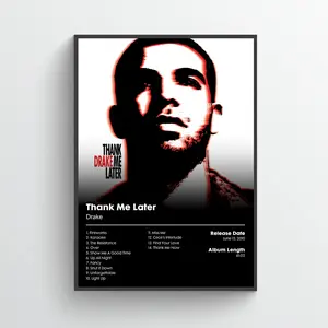 Drake Thank Me Later Album Poster , Product without frame Drake Thank Me Later Album Poster , Product without frame