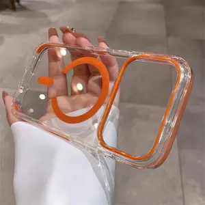 High quality transparent magnetic phone case for IPhone 17 Pro Max All inclusive anti fall 2-in-1 color phone protective case Soft Silicone Casing Clear Back Cover