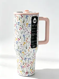 HydroJug 40oz Insulated  Water Bottle With Flip-Top Straw And Handle | Leak-Proof And Durable | Perfect For School, Sports, Lunch, Travel And Camping, Small Floral Print