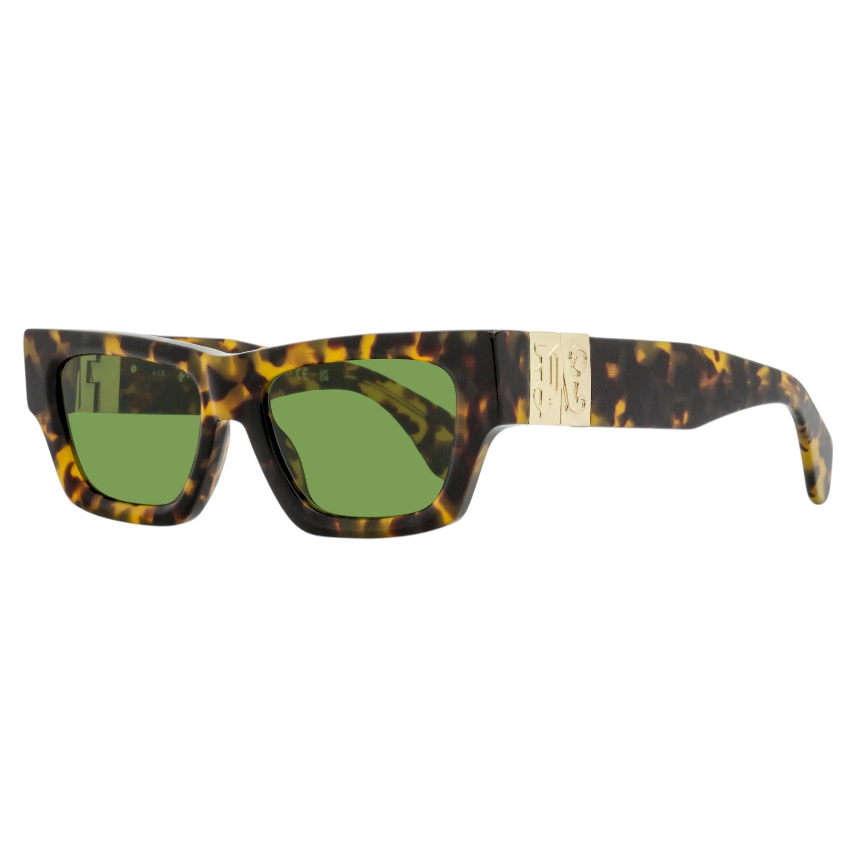 Palm Angels Magnolia Luxury Sunglasses, Bold Rectangular Acetate Statement Frame in Havana/Green, 100% UV Protection, 53mm, Stylish Accessories, Bold Streetwear, Statement Frame Glasses, Bold Look