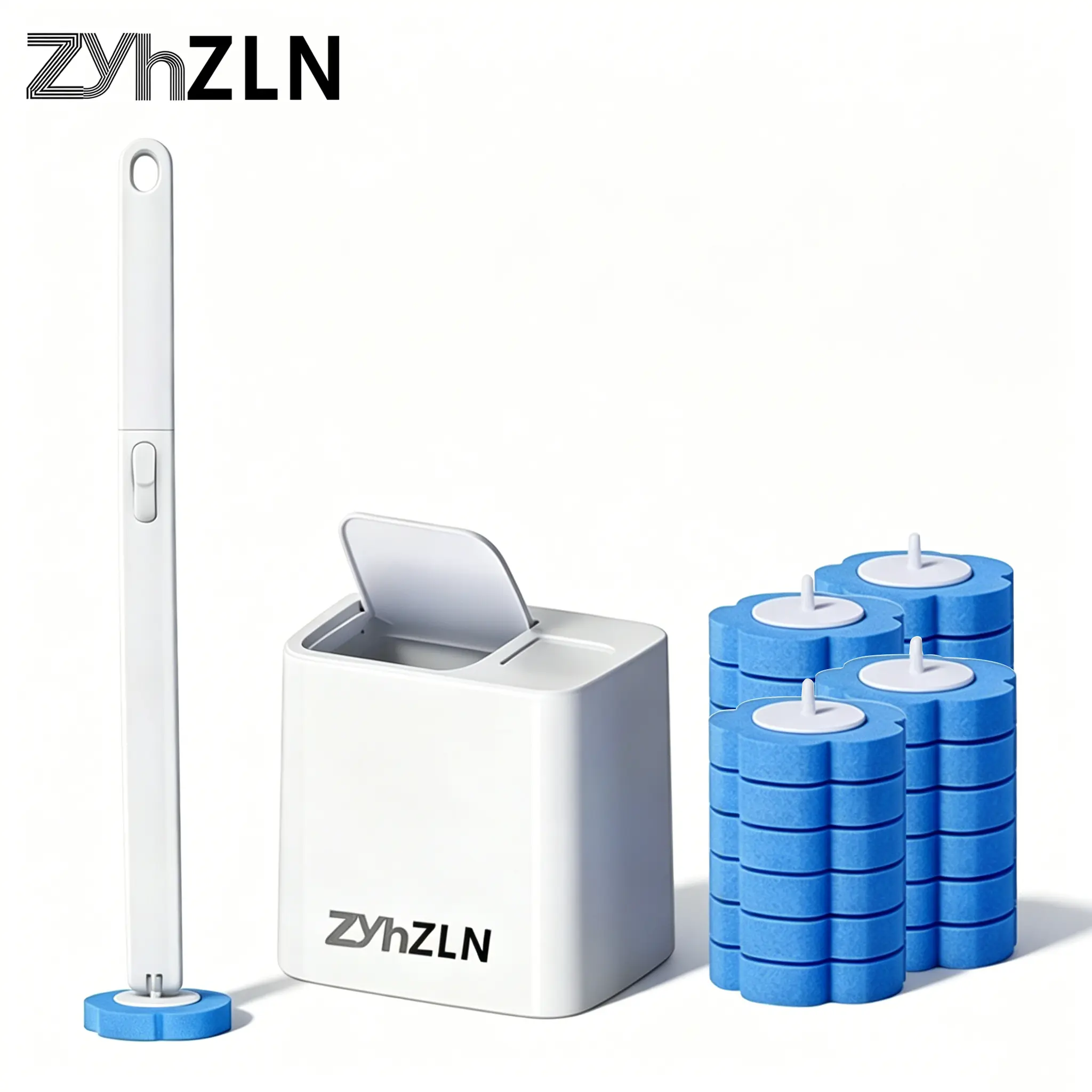 Disposable Toilet Brush: Toilet Bowl Brush and Holder Set with 24 Wand Refills, Upgraded Handle Auto Open Cleaners, Toilet Cleaning System with Storage Caddy for Sink, Bathtub, Floor, Drain toilet bowl wand