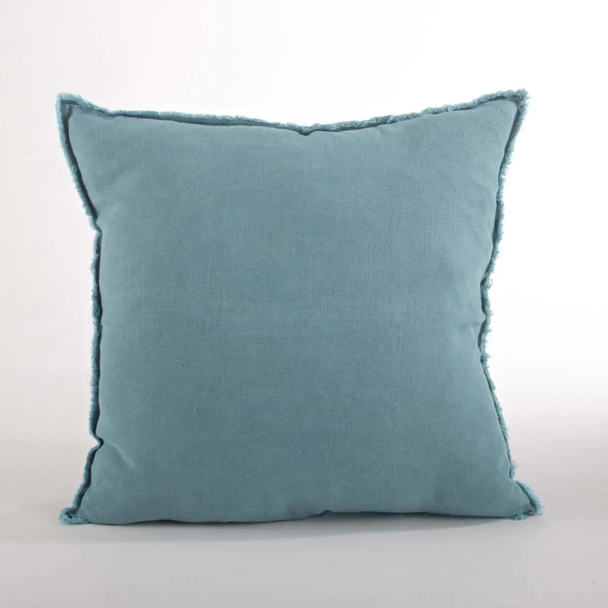 212 MAIN 20 in. Modern Fringed Square Linen Down-Filled Decorative Standard Pillow - Sea Green, Home Soft Furnishing Cushion, Decorative Standard Pillows