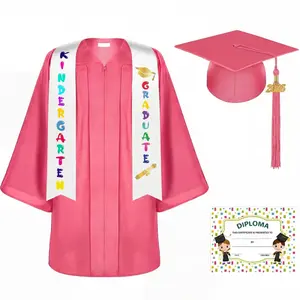 Unisex Polyester Toddler Kindergarten Graduation Cap and Gown Set (Class of 2026) - Satin Gown, Cap with Tassels, Stole, Year Charm, Greeting Cards - Ceremony Photo Attire for Grad Parties, Teacher & Parent Gifts