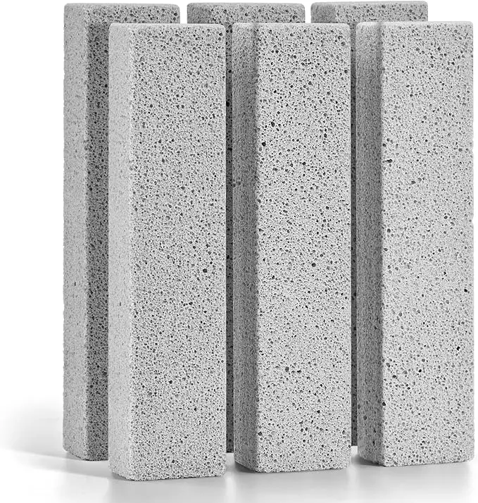 6 Pack Pumice Stone for Toilet Cleaning Bowl Stick, Powerfully Cleans Hard Water Rings, Calcium Buildup & Stains, Suitable for Kitchen Sink, Toilet, Bathtubs, Grill, Swimming Pool