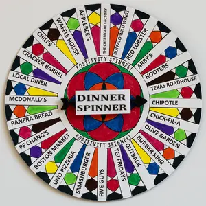 Custom/Personalized Restaurant Dinner Spinner - Choose your favorite colors and restaurants and let the dinner spinner decide where to eat!