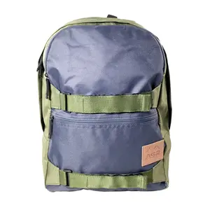 ASR Outdoor 3 Pocket Navy Blue and Green Backpack 19L 600D Water Resistant Polyester Dual Zippered Front Pockets Lightweight Design