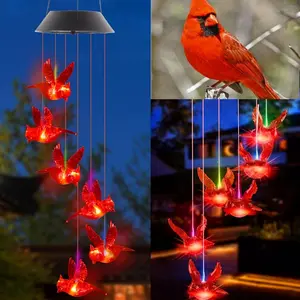 1pcs Spot Wind Chime Holiday Lighting Christmas Gifts Solar Garden Light Led Solar Iron Home Decoration Solar Flaming Bird Wind Chime Lights Decorative Colorful Solar Wind Chimes Colorful Decorative Chandelier