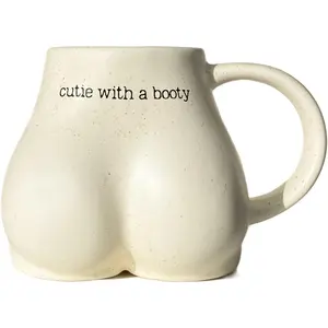 Cream Ceramic 12Oz/350Ml Butt Shaped 3D Female Body Coffee Mug, Novelty Gift for Women & Men, Modern & Playful Style, Dishwasher & Microwave Safe Palma Gifts