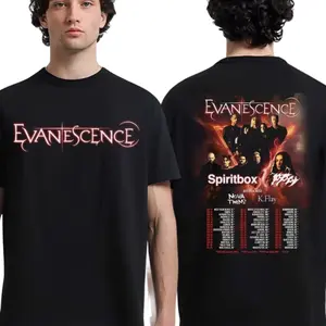 Evanescence World Tour 2026 North America Graphic T-Shirt – Rock Band Double-Sided Concert Shirt for Fans Men Women Tops