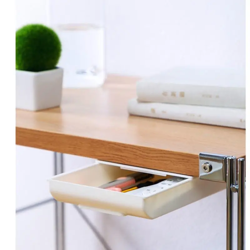 Under Desk Drawer, 1 Count Hidden Desktop Organizer, Attachable Desk Drawer Slide Out, Table Storage Tray For Pencil Pen Stationery, Home & Office Des