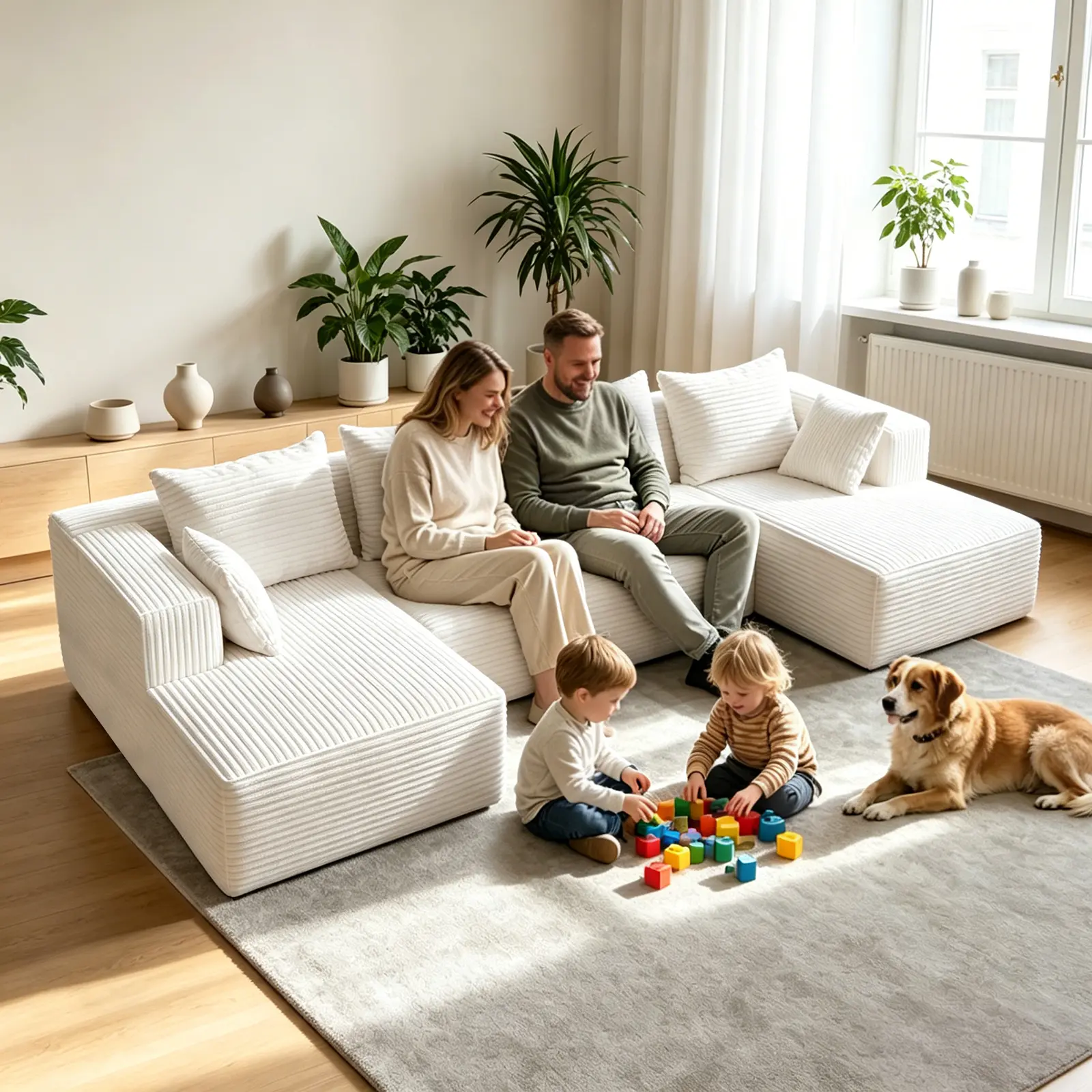 [3 Packages Shipping】HARBORA 132"Sectional Boneless Sofa Couch with Chaise,Modular Cloud Couch with Ottoman PlushCorduroy, No Assembly Required Big Comfy SofaBed with Fluffy Memory Foam for Livingroom living room