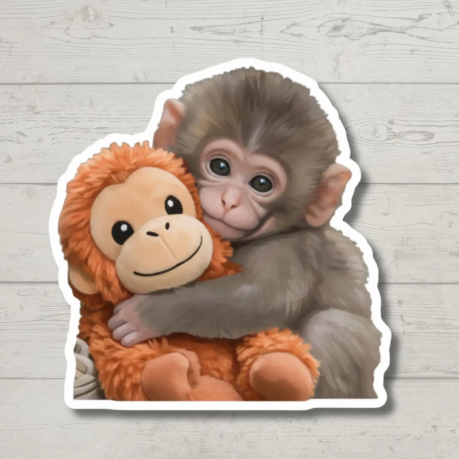 Viral Baby Monkey Sticker, Punch the Monkey Cute Decal for Water Bottles and Laptops, Famous Zoo Monkey, Emotional Support Animal Sticker