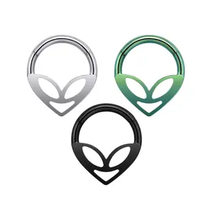 Titanium Alien Hinged Ring for Septum or Daith Piercings | 16g