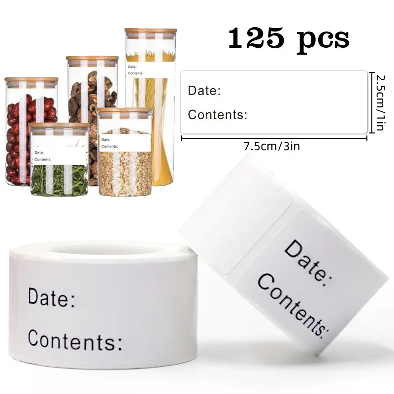 1x3 Inch Large Refrigerator Storage Stickers - Colorful Blank Spice Jar Labels, Write-On Seal Stickers, Self-Adhesive for Kitchen Organization