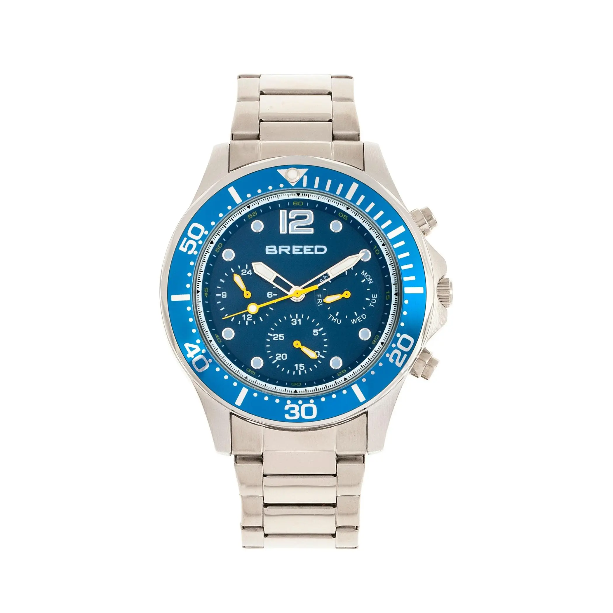 Breed Men's Pegasus Silvertone Blue Bezel Watch