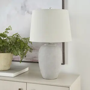 23" Gray Unglazed Ceramic Urn Table Lamp - Nourison