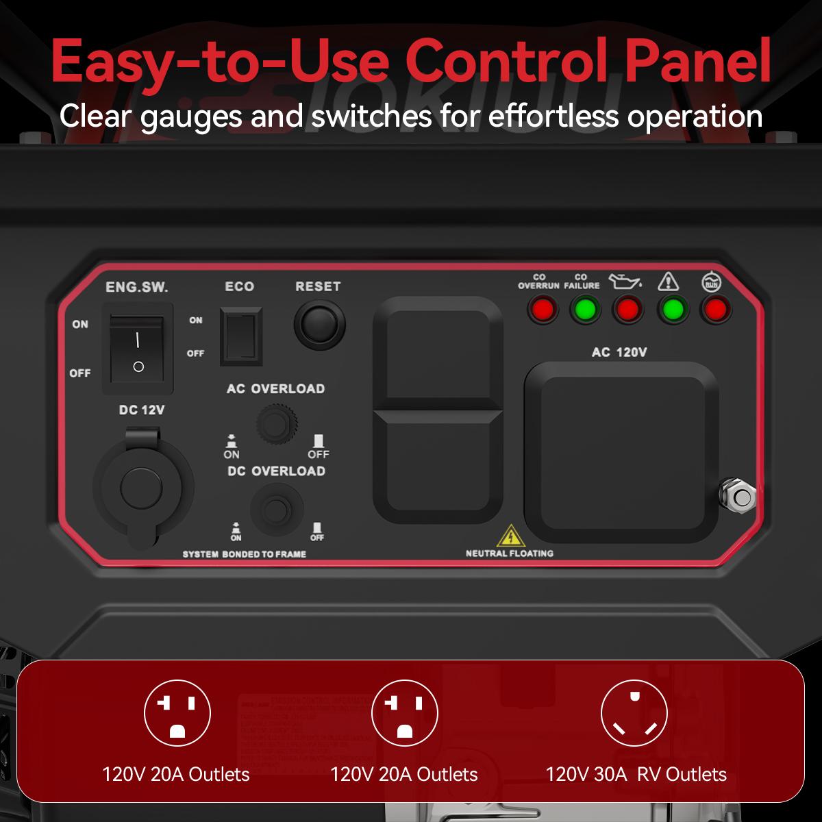 4000W Super Quiet Portable Inverter Generator 208cc Gas Powered for House Power Emergency Backup RV Camping Ultra Lightweight CO Sensor EPA Compliant ECO Mode 3-Year Warranty