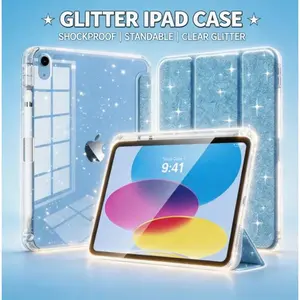 iPad Case for A16 11th Gen (11") 2025 & 10th Gen (10.9") 2022 – Glitter TPU Cover with Clear Back, Pencil Holder, Auto Wake/Sleep