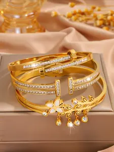 3pcs exquisite and fashionable stainless steel minimalist bracelet set, Elegant minimalist bangle, suitable for daily commuting, is a thoughtful gift choice to add charm