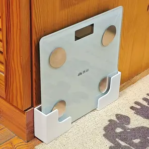 Wall-Mounted Weight Scale Rack & Storage Shelf, Wall Mounted Holder, Strong Adhesive No-Drill Installation, Slim Plastic Design, Suitable for Bathroom Home Gym