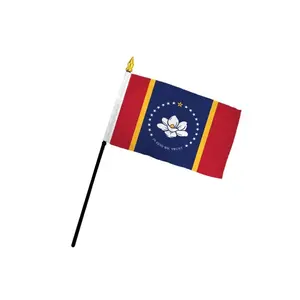 4x6in Mississippi Printed Plastic Stick Flag - All Seasons Pride Table Desk Display, Festive Parade-Ready Banner for Home & Festive Party Supplies