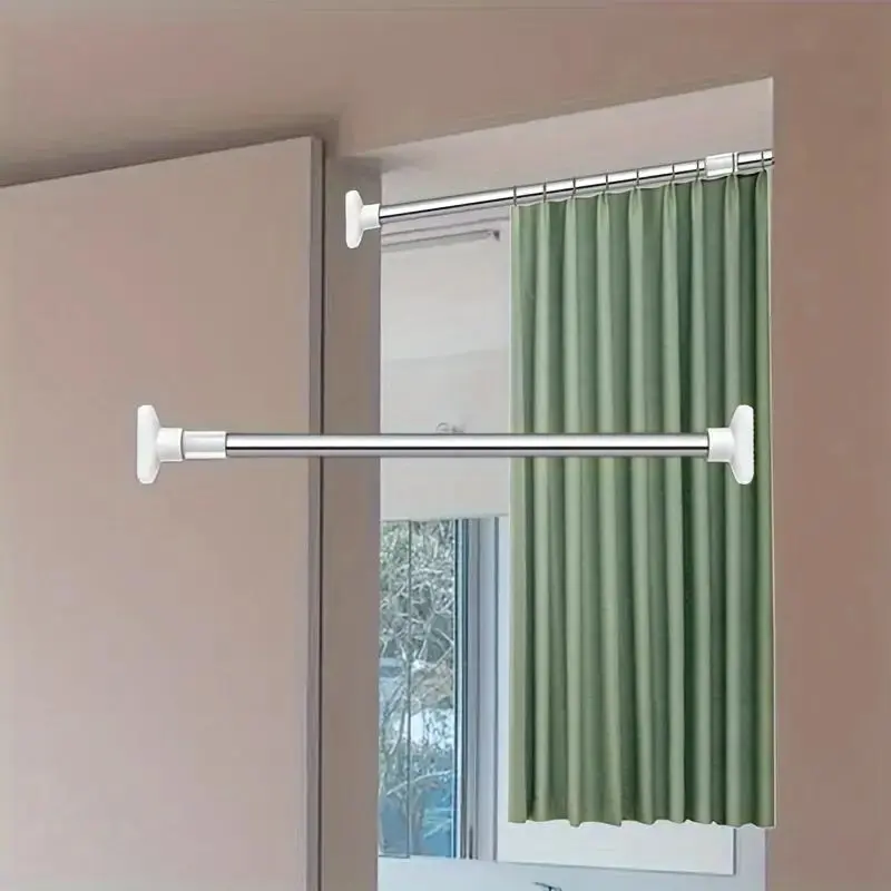 Telescopic Metal Closet Rod, Plastic Clothes Drying Rack, Dry Rack For Clothes, Durable Punch-Free Curtains Rack, Multi-Purpose Hanging Rack, Durable Sturdy Rack, Adjustable Clothing Racks, Garment Rack, Clothes Dryer Rack, Expandable Racks