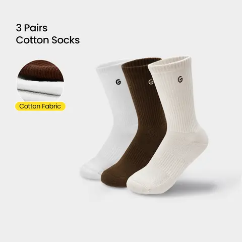 GLOWMODE 3 Pairs Cotton Socks Soft Ventilated Mesh With Embroidered Logo Workout Daily Casual