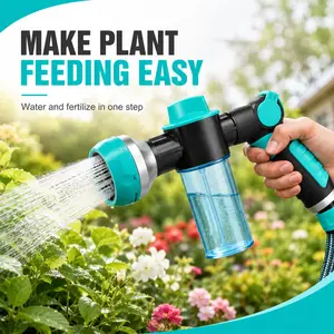Garden Hose Nozzle Sprayer with Soap Dispenser, 8 Spray Patterns Water Hose Spray Gun, Adjustable Dilution Fertilizer Sprayer, Car Wash Foam Cannon, Plant Watering Nozzle, Multi-Function Garden Hose Attachment for Lawn, Yard, Patio