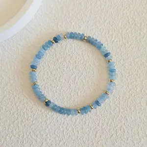 SleekHush Natural Aquamarine Bracelet with Freshwater Pearl Crystal Beads Elegant and Versatile for Everyday Wear