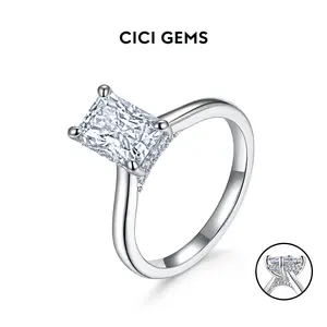CICI GEMS 2CT Radiant Cut Moissanite Hidden Halo Ring for Women High Setting D VVS1 18K Gold Plated Lab-Created Hypoallergenic Wedding Engagement Anniversary Gift Fine Jewelry