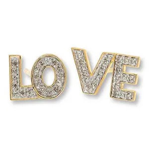 Rarities Gold-Plated 1/6ctw White Diamond LOVE Stud Earrings