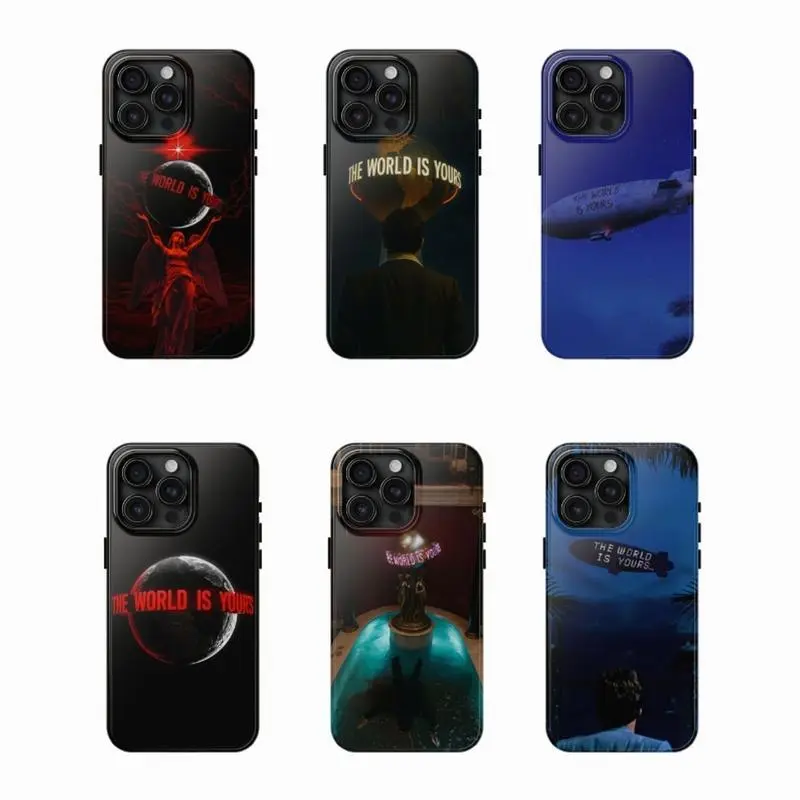 Scarface "The World Is Yours" Tempered Glass Smartphone Casing, Tough Shockproof Protective Cellphone Accessory, Movie Quote Aesthetic Cover, Classic Film Fan Gift, Compatible with iPhone 11-17 Pro Max/Plus Devices