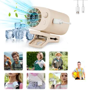 Mini Waist Clip-on Fan – 100 Speeds,Portable Fan Rechargeable,Strong Clamp & 360° Rotation, LED Display – Hands-Free Cooling for Cars, Work, Camping, Stroller & Travel(khaki)