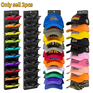 Hat Organizer for Baseball Caps 2 Packs with Spring Clips Wall Mount Closet Hat Rack Holder Adjustable Storage for Door Closet Display Decor Hat Racks Hanger Strong Adhesive Screws