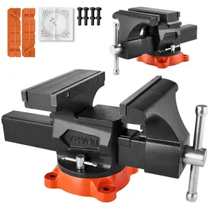 VEVOR Bench Vise,  8" Jaw Width, 8" Max Jaw Opening Multipurpose Vise with 360° Swivel Locking Base, 3.7" Throat Depth, Heavy Duty Ductile Iron Workbench Vise, Two-Way Jaws for Clamping Round Pipes