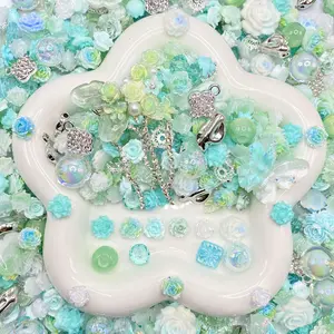 Water Garden - Soft Resin Nail Art Charms with Beads – Drillable Floral Resin Decorations for Press-On Nails, Jewelry & DIY Crafts