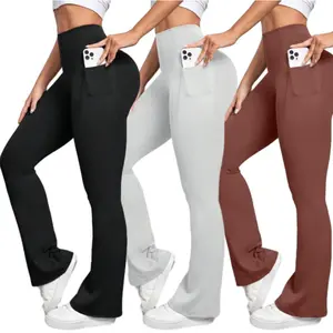 Women's Flare Yoga Pants Bootcut Leggings with Pockets - High Waist Flare Bottom for Ultimate Comfort