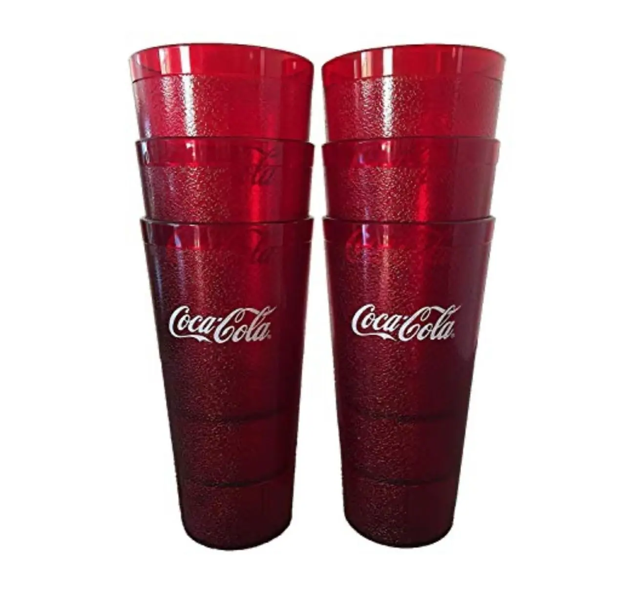 16oz Classic Red Thick-Walled Round Plastic Tumbler Cups (Set of 4 or 6) - BPA-Free, Shatterproof, Stackable, Dishwasher-Safe Restaurant Drinkware for Indoor, Outdoor Use, Thick Walls