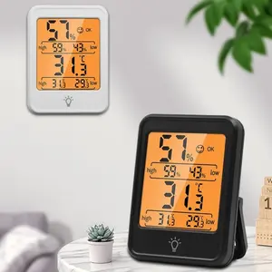 Indoor Thermometer Hygrometer with Backlight, Digital Humidity Temperature Monitor with Max/Min Records, Comfort Indicator, ℃/℉ Switch, Room Thermometer for Home Bedroom Office, LCD Thermometer