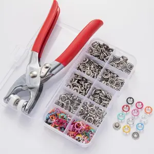 100 Invisible Colorful Metal Buttons Kit, Manual Presser Clamp, DIY Sewing Accessories, Button and Clip Tool Set, Seamless Stitching Tools