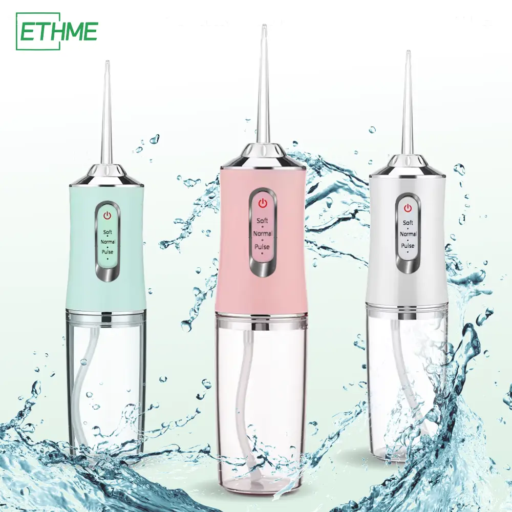 ETHME Portable Burst Pink Mini Water Flosser for Braces 3 Cleaning Modes,4 Jet Tips, Cordless, Lightweight Design Rechargeable Travel Oral Irrigator